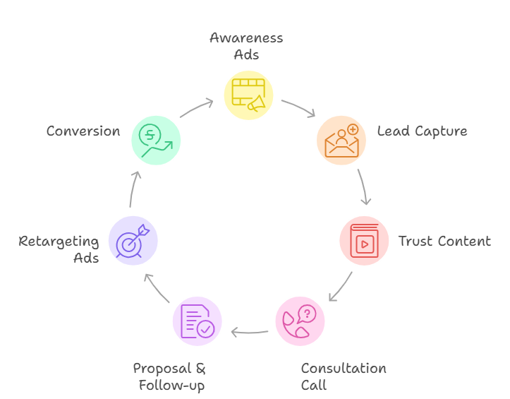 lead to customer journey funnel diagram