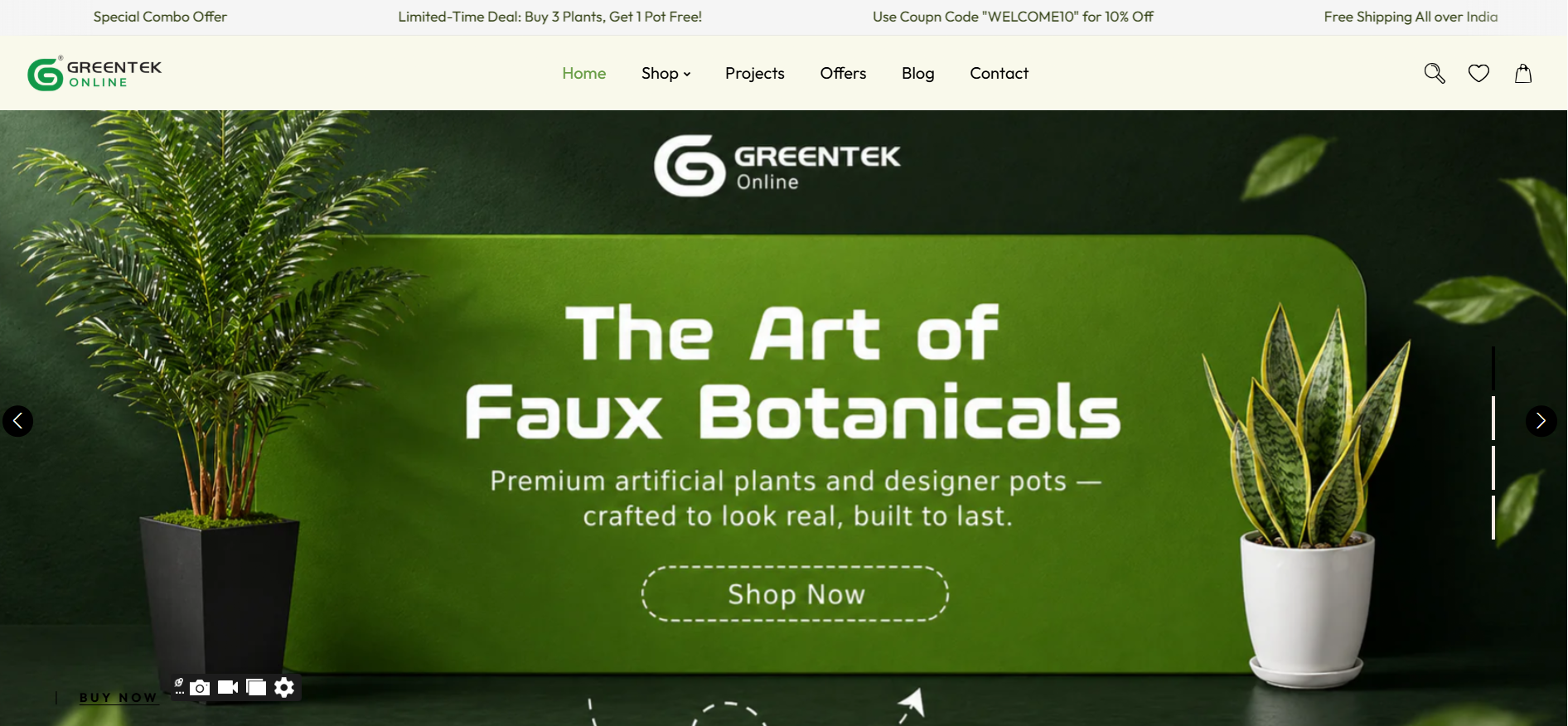 Shopify Website Development for an Artificial Plants Brand in Perinthalmanna