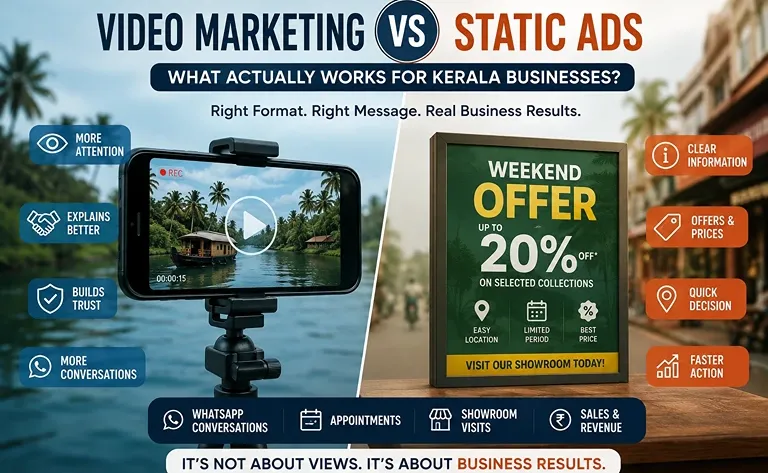 Video marketing vs static ads comparison for Kerala businesses